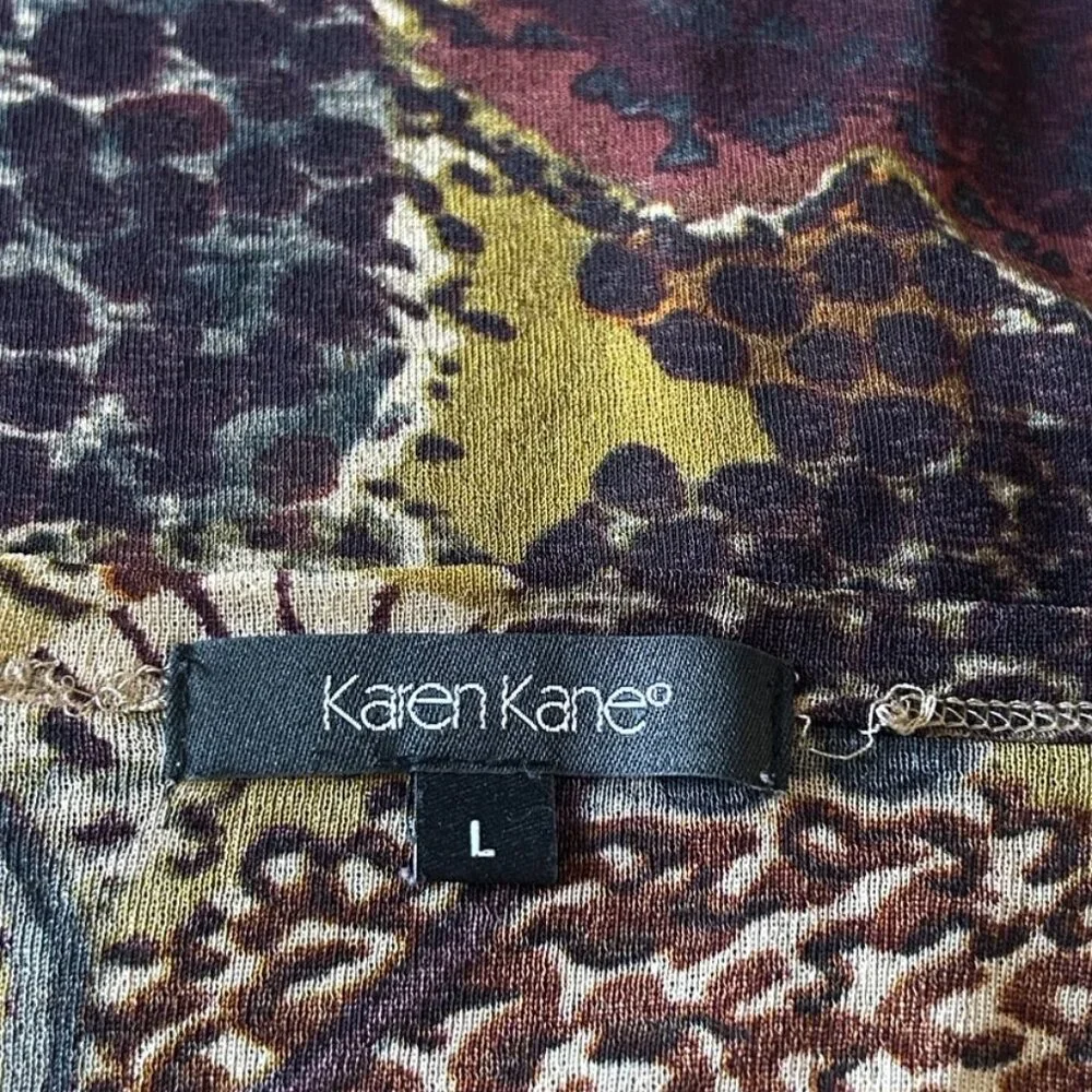 Karen Kane long sleeve sheer brown multi floral tunic, large - Picture 4 of 6